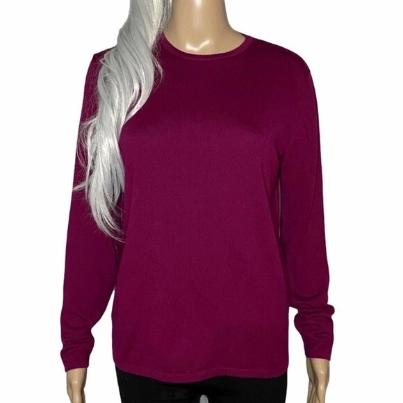 Henri Bendel Vintage Pink Merino Crew Neck Sweater Size Small - Picture 1 of 8